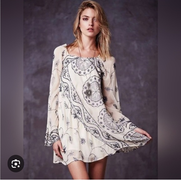 Free People My Beloved Georgette Sequined Mini Dress - Picture 6 of 8